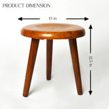Solid Wood Round Stool – 13 Inch Diameter, Handcrafted Wooden Seating Stool