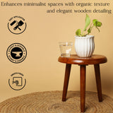 Solid Wood Round Stool – 13 Inch Diameter, Handcrafted Wooden Seating Stool