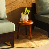 Solid Wood Round Stool – 13 Inch Diameter, Handcrafted Wooden Seating Stool