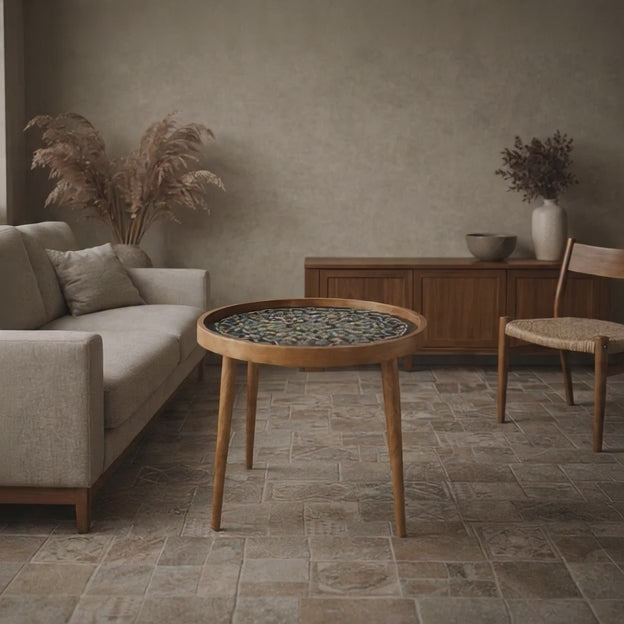 Handcrafted Wooden Round Side Table with Detachable Legs – Solid Wood Accent Table for Living Room, Bedroom & Home Décor