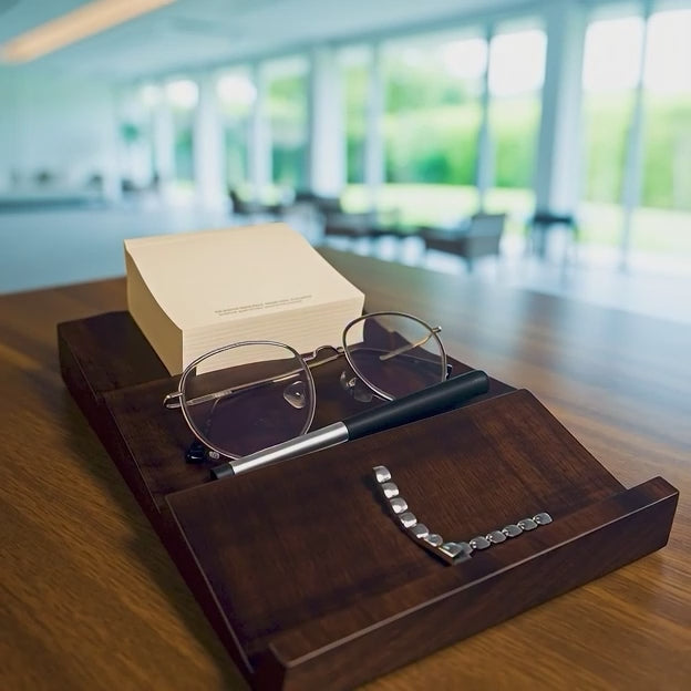 Handcrafted Wooden Desk Organizer Tray - Premium Valet Tray for Office & Home Essentials