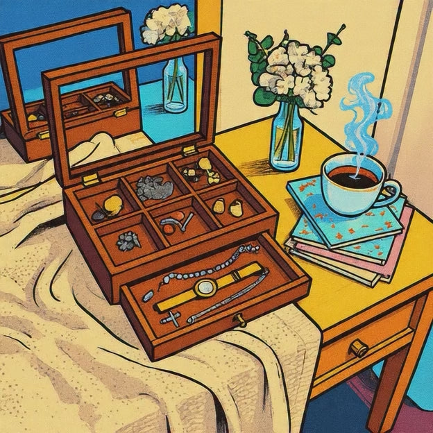 Handcrafted Wooden Bracelet & Jewelry Storage Box with Sliding Drawer - Premium Organizer with Multiple Compartments & Brass Hardware