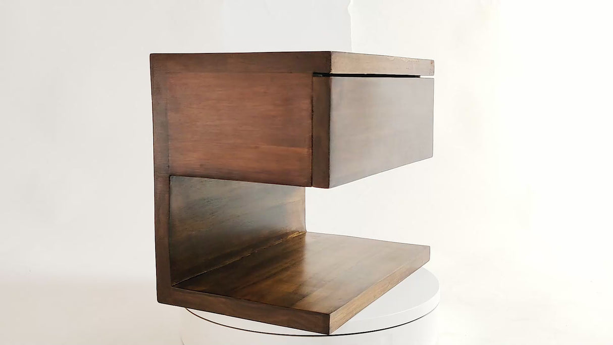 Solid Wood Wall Mounted Shelf with Drawer – 11.7 x 10 Inch, Natural Brown Finish