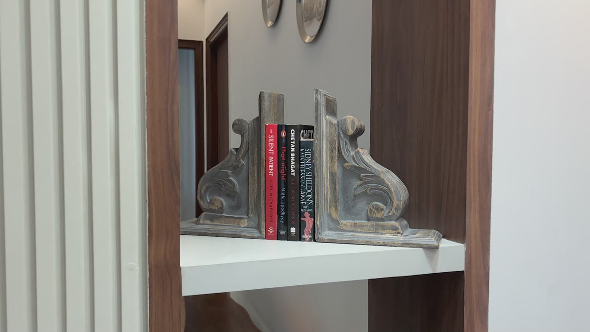 Premium Rustic Wooden Bookends