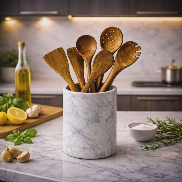 Handcrafted Wooden Spatula Set of 6 - Natural Wood Cooking Utensils, Heat Safe Kitchen Tools-Farmhouse Kitchen Gift by Saleberat