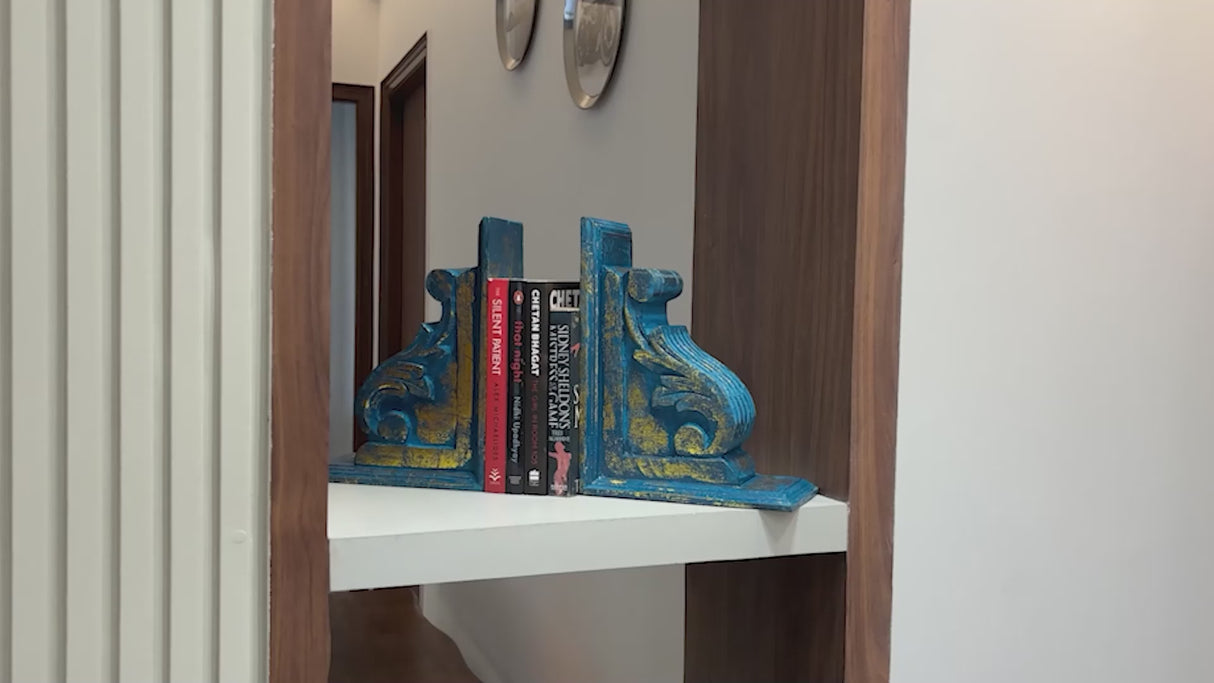 Premium Rustic Wooden Bookends