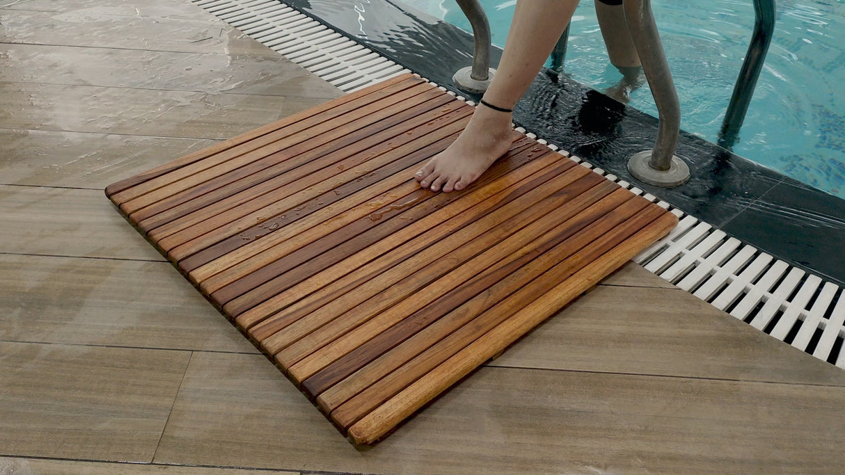 Premium Teak Shower Non Folding Mat with Oil Finish(24" x 24")