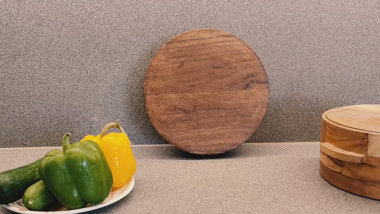 Wooden Round Butcher Block – Mango Wood, Meat Cutting, Kitchen Prep Block