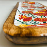 Hand-Painted Floral Wooden Tray – Mango Wood Serving Tray for Snacks & Home Decor